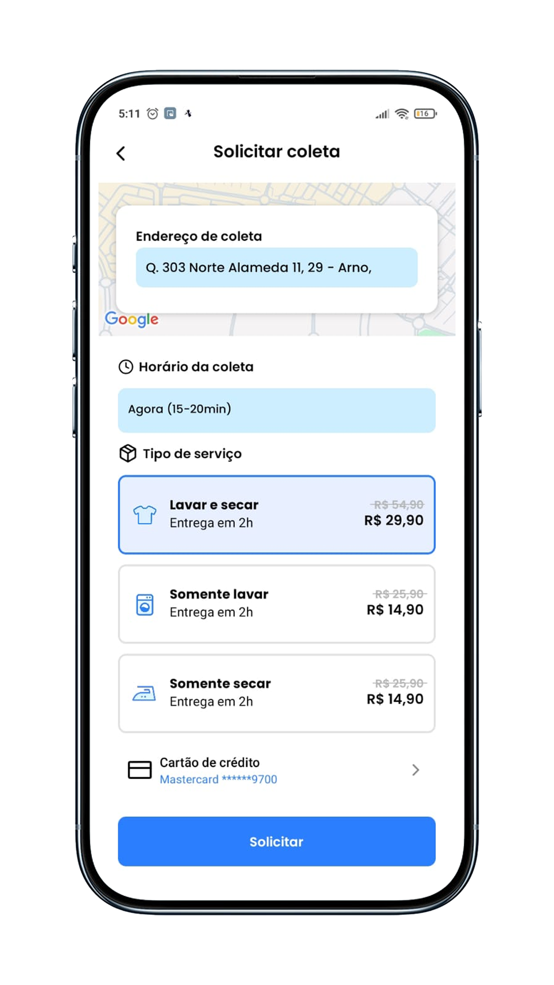 Mobile app interface for laundry booking